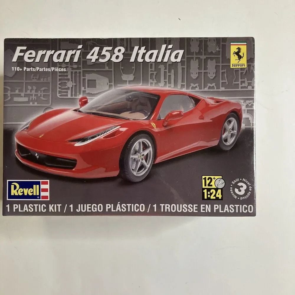 2011 Revell Ferrari 458 Italia 1/24 Scale Model Kit Factory Sealed Skill 3